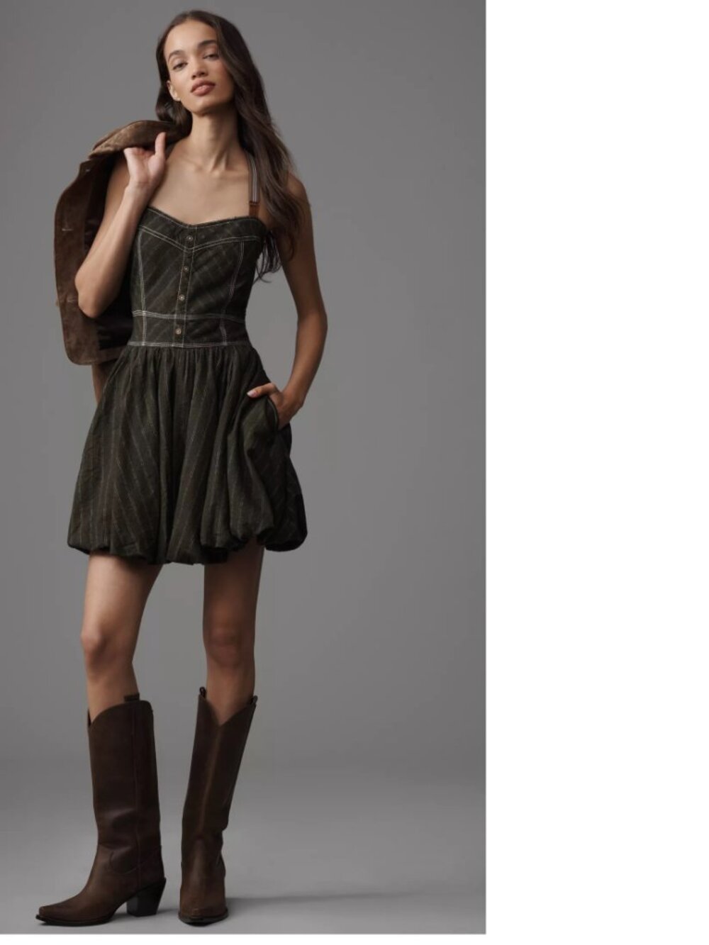 Anthropologie Pilcro Halter Sweetheart Bubble Mini Dress L new with tag